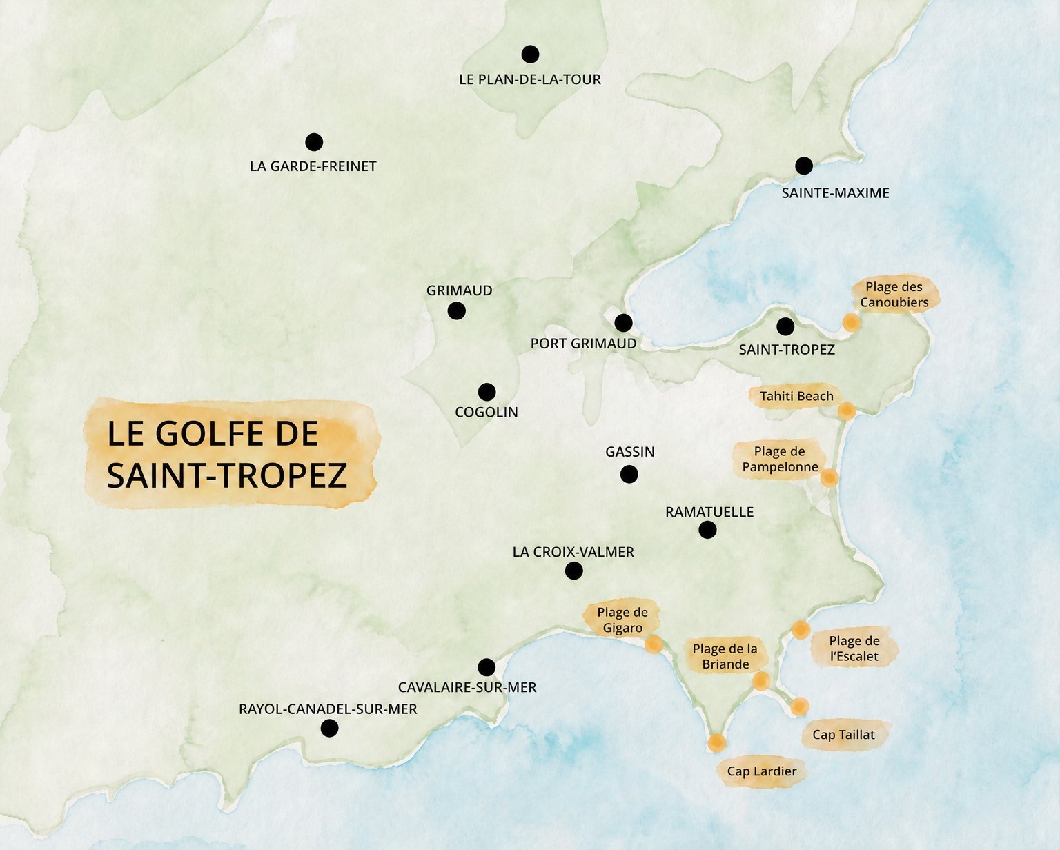 Carte du Golfe de Saint-Tropez et ses communes